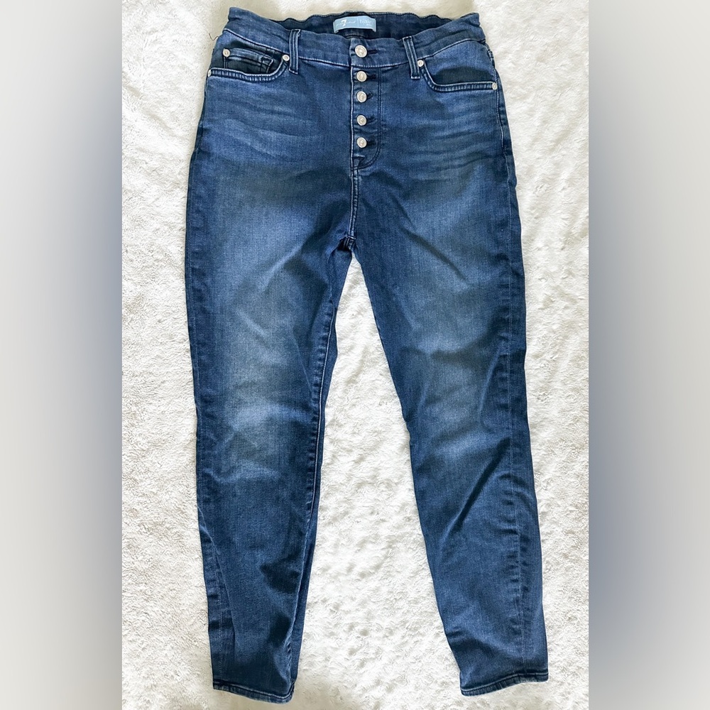 7 FOR ALL MANKIND Blair The High Waist Ankle Skinny Button Fly Jeans
